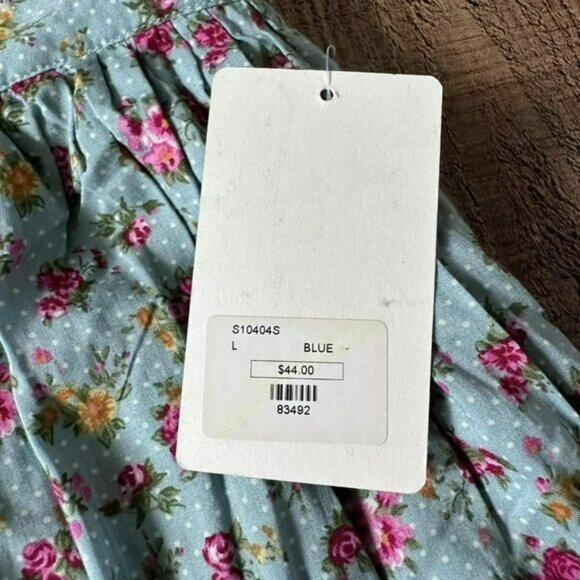 Comme Toi women's size large midi pleated skirt blue and pink floral - Picture 5 of 8